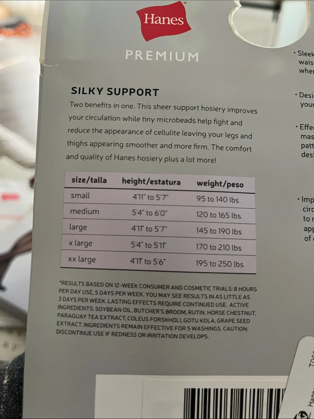 Hanes Premium Silky Support Light Coverage Hosiery in Nude/Tan
